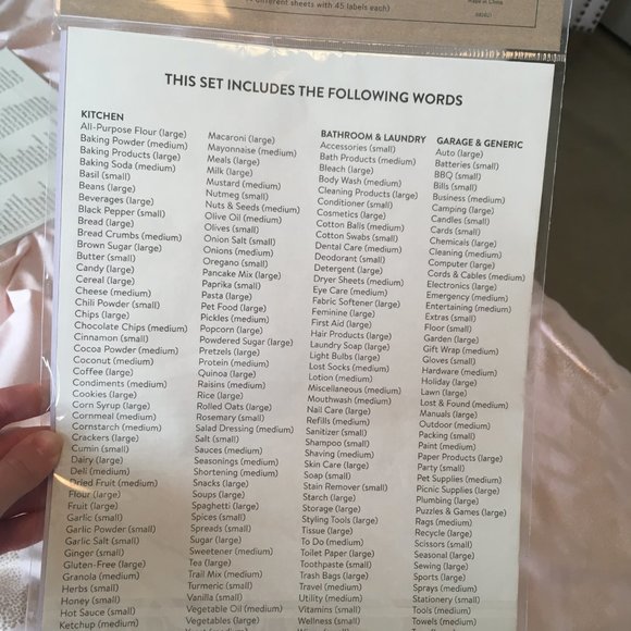 Rae Dunn 180 Organizing labels stickers kitchen bathroom laundry garage generic - Picture 2 of 3